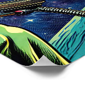 Vrouw astronaut ontmoet buitenaardse alien poster (Hoek)