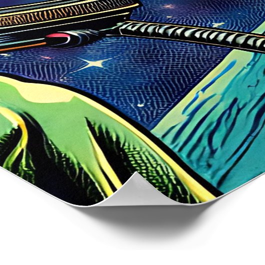 Vrouw astronaut ontmoet buitenaardse alien poster (Hoek)