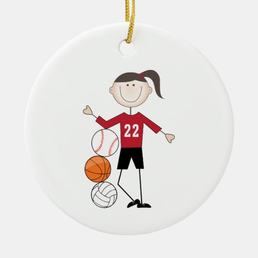 Vrouw Athlete Keramisch Ornament (Voorkant)