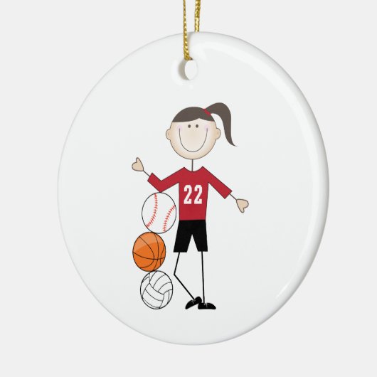 Vrouw Athlete Keramisch Ornament (Links)