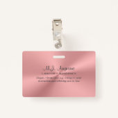 Vrouw Attorney luxe roze, Monogram Badge (Achterkant met clip)