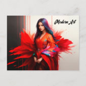 Vrouw Aziatische kimono brunette decor moderne kun Briefkaart (Voorkant)