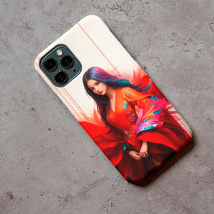 Vrouw Aziatische kimono brunette decor moderne kun Case-Mate iPhone Case