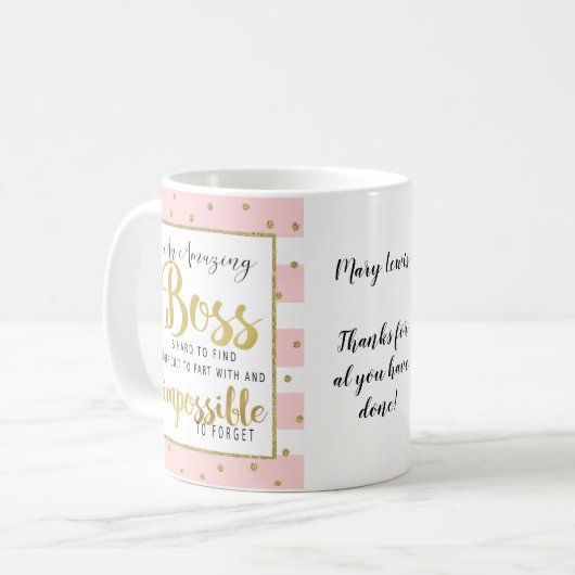 Vrouw baas mok met pensioen (Voorkant links)