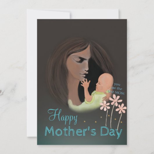 Vrouw & Baby handgeschilderde Moederdag Kaart (Voorkant)