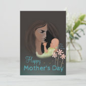 Vrouw & Baby handgeschilderde Moederdag Kaart (Staand voorkant)