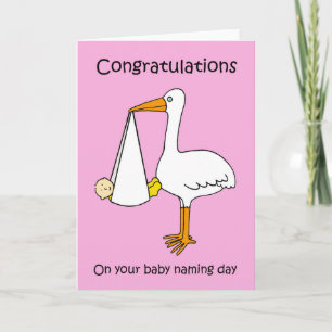 Vrouw Baby Naming Day Gefeliciteerd. Kaart