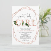 Vrouw Baby shower meisje roos goud Kaart (Staand voorkant)