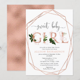 Vrouw Baby shower meisje roos goud Kaart