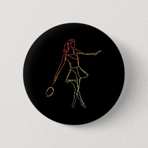 Vrouw Badminton Player Sketch Shuttle Game voor GI Ronde Button 5,7 Cm