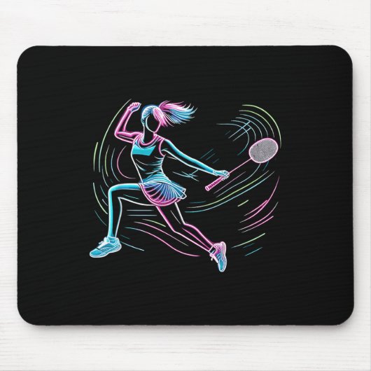 Vrouw Badminton Speler Shuttle Vrouwen Badmintoner Muismat (Voorkant)
