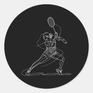 Vrouw Badminton Speler Tekenen Shuttle Game voor G Ronde Sticker