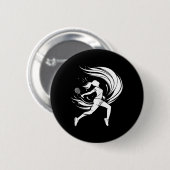 Vrouw Badminton Speler Tekening Shuttle Ronde Button 5,7 Cm (Voorkant /achterkant)