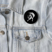 Vrouw Badminton Speler Tekening Shuttle Ronde Button 5,7 Cm (In situ)