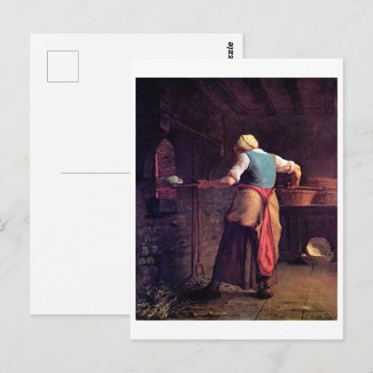 Vrouw Baking Bread, Jean-Francois Millet Briefkaart (Voorkant / Achterkant)