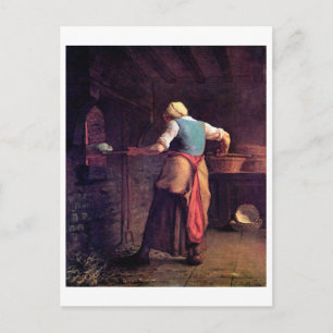 Vrouw Baking Bread, Jean-Francois Millet Briefkaart