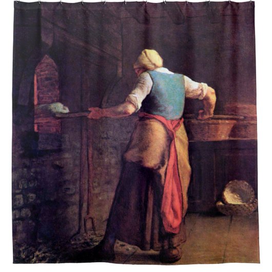 Vrouw Baking Bread, Jean-Francois Millet Douchegordijn (Voorkant)