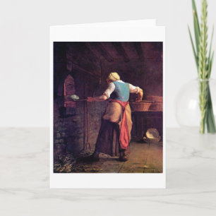Vrouw Baking Bread, Jean-Francois Millet Kaart