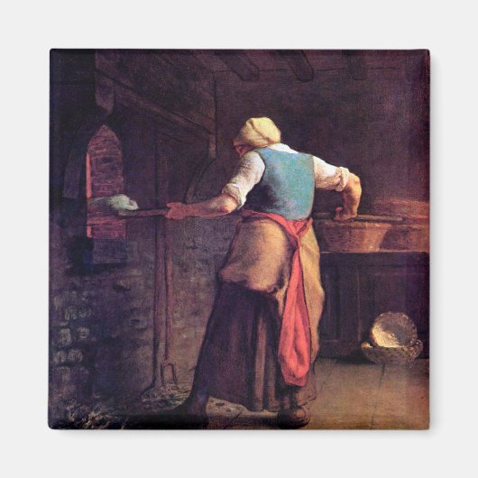 Vrouw Baking Bread, Jean-Francois Millet Magneet (Voorkant)