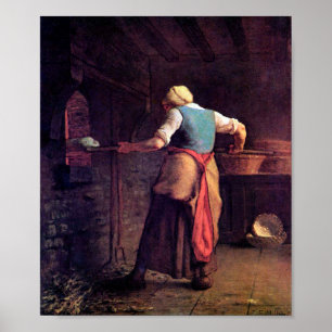 Vrouw Baking Bread, Jean-Francois Millet Poster