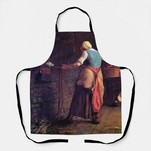Vrouw Baking Bread, Jean-Francois Millet Schort (Voorkant)