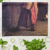 Vrouw Baking Bread, Jean-Francois Millet Theedoek (Gevouwen)