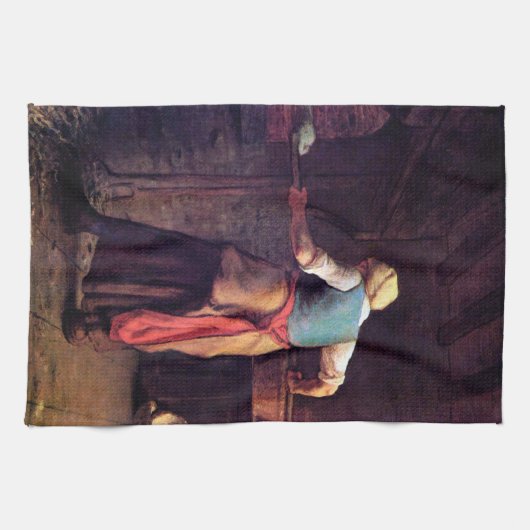 Vrouw Baking Bread, Jean-Francois Millet Theedoek (Horizontaal)