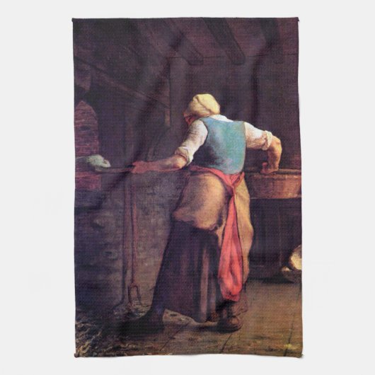 Vrouw Baking Bread, Jean-Francois Millet Theedoek (Verticaal)