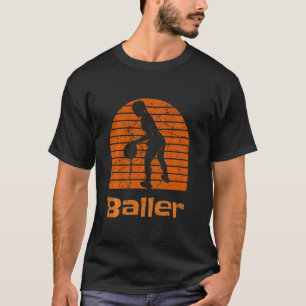 Vrouw Baller Basketball Player Retro Sunset Vinta T-shirt