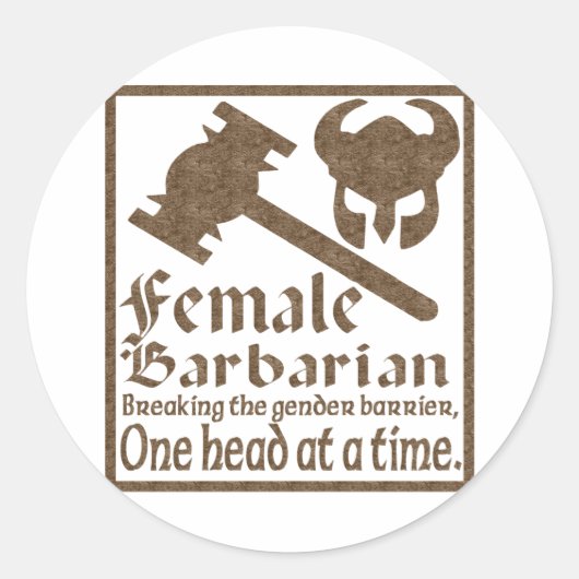 Vrouw Barbarian Ronde Sticker (Voorkant)