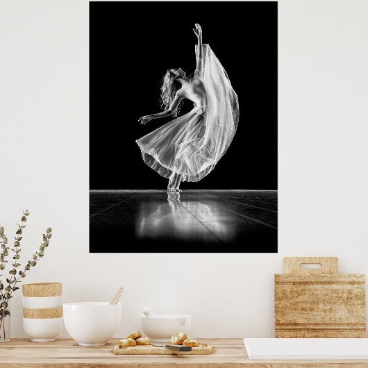 VROUW BAREFOOTED BALLET DANCER - ZWART EN WITTE POSTER (Keuken)