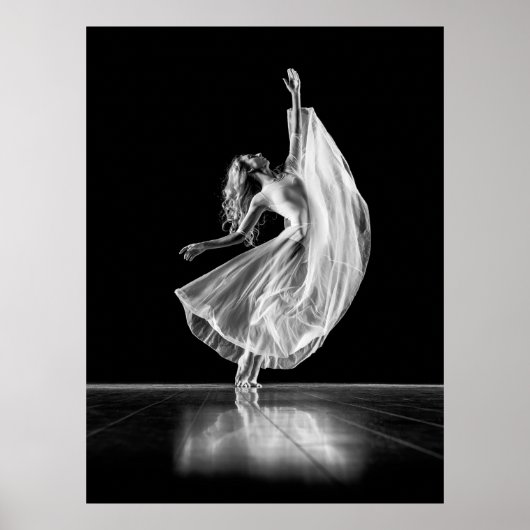 VROUW BAREFOOTED BALLET DANCER - ZWART EN WITTE POSTER (Voorkant)