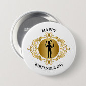 Vrouw Bartender Day Button (Voorkant /achterkant)