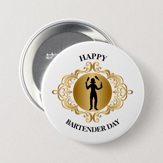 Vrouw Bartender Day Button (Voorkant /achterkant)