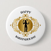 Vrouw Bartender Day Button (Voorkant)