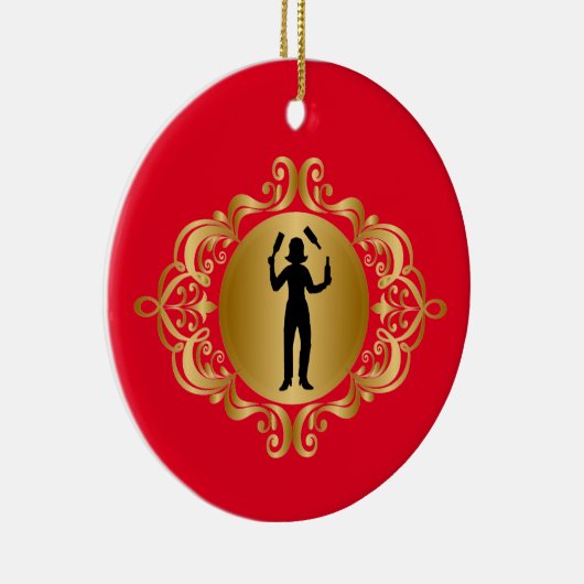 Vrouw Bartender Silhouette kerstversiering Keramisch Ornament (Rechts)