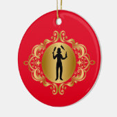 Vrouw Bartender Silhouette kerstversiering Keramisch Ornament (Links)