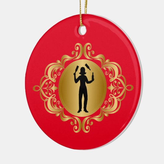 Vrouw Bartender Silhouette kerstversiering Keramisch Ornament (Links)