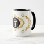 Vrouw Bartender White Silhouette Mok (Voorkant rechts)