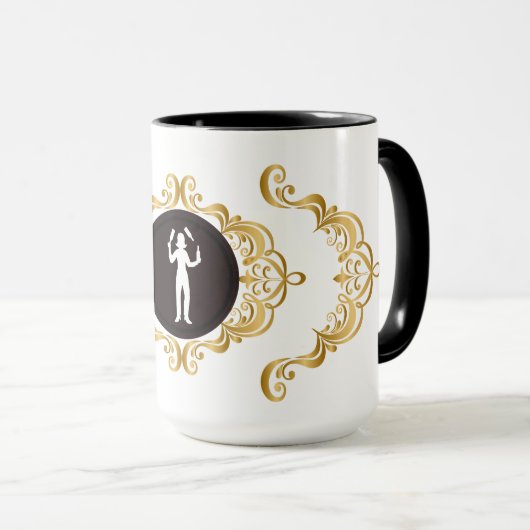 Vrouw Bartender White Silhouette Mok (Voorkant rechts)