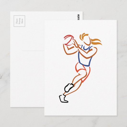 Vrouw Basketball Player Briefkaart (Voorkant / Achterkant)