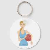 Vrouw Basketballer Sportvrouw Sleutelhanger (Voorkant)