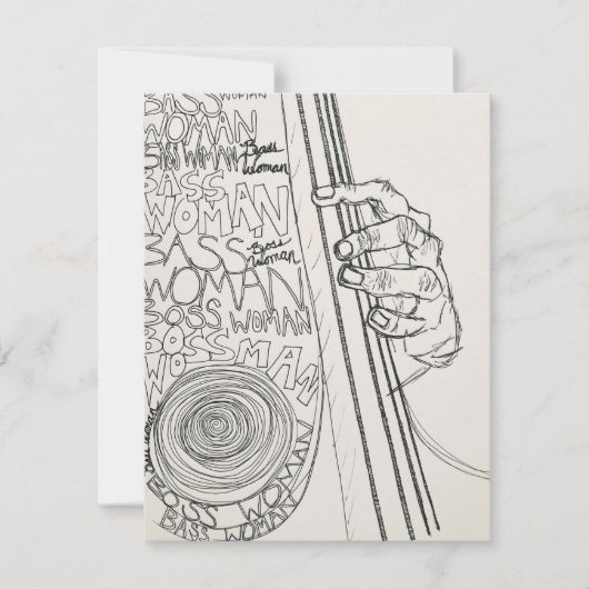 Vrouw Bass Player Kaart (Voorkant)