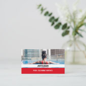 Vrouw Bather Portret, zwembad reiniger Visitekaartje (Staand voorkant)