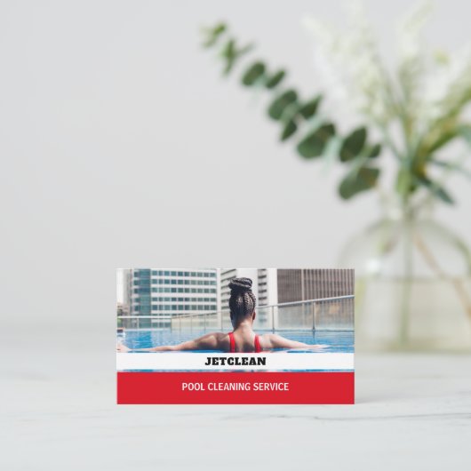 Vrouw Bather Portret, zwembad reiniger Visitekaartje (Staand voorkant)