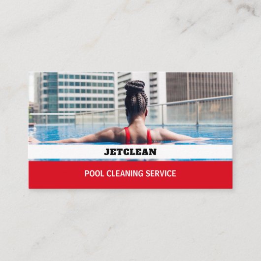 Vrouw Bather Portret, zwembad reiniger Visitekaartje (Voorkant)