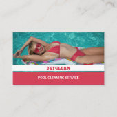 Vrouw Bather Portret, zwembad reiniger Visitekaartje (Voorkant)