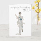  vrouw Beads Barbier Art Deco Birthday Card Kaart (Gele Bloem)