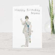  vrouw Beads Barbier Art Deco Birthday Card