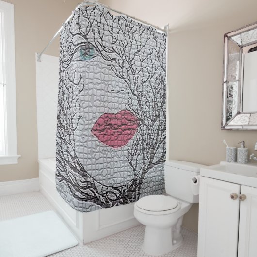 Vrouw Beauty Shower Curtain Mosaic Water Color Douchegordijn (In situ)